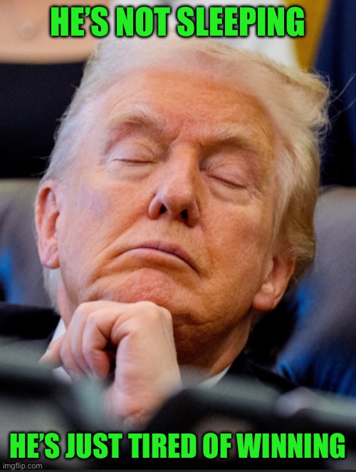 IMG_9358.jpeg | He’s not sleeping; He’s just tired of winning | image tagged in img_9358 jpeg | made w/ Imgflip meme maker