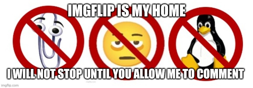an3irn (1).jpg | Imgflip is my home; I will not stop until you allow me to comment | image tagged in an3irn 1 jpg | made w/ Imgflip meme maker