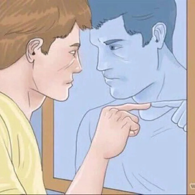 Guy pointing at a mirror Blank Meme Template