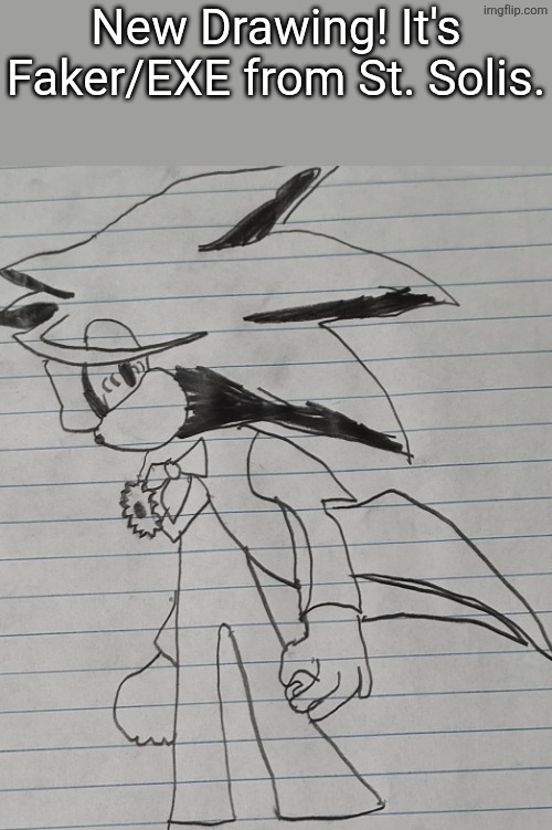 St. Solis Faker | New Drawing! It's Faker/EXE from St. Solis. | image tagged in sinister minds,faker from st solis | made w/ Imgflip meme maker