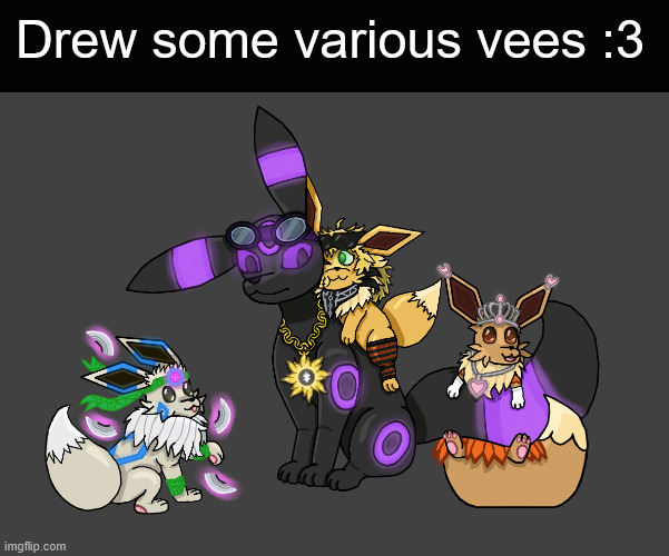 Art for some frens (THIS TOOK ME LIKE A WEEK-) | Drew some various vees :3 | image tagged in eevee,umbreon,ocs,oc,art | made w/ Imgflip meme maker