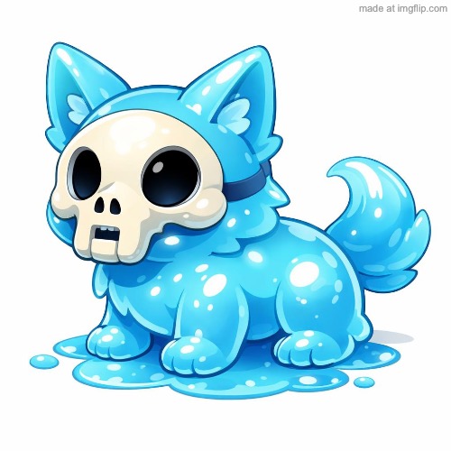 Guys, I tried Ai to make a Slimepup, and this didn’t work out. | image tagged in a small shiny baby blue gelatinous quadrupedal creature with c | made w/ Imgflip meme maker