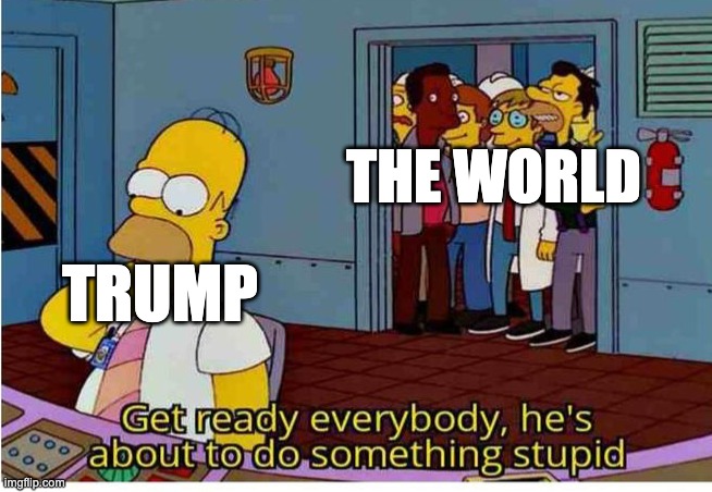 Meme | the world; trump | image tagged in get ready everyone he s about to do something stupid,liberal,trump,anti-trump | made w/ Imgflip meme maker