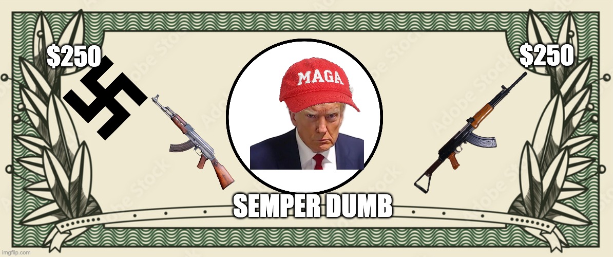 Trump's bill | $250; $250; Semper dumb | image tagged in 250 dollars,trump | made w/ Imgflip meme maker