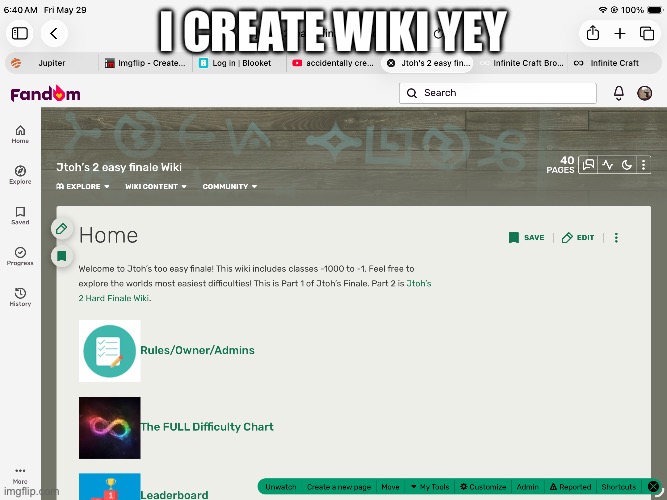 Blank Title | I create wiki yey | image tagged in roblox,memes | made w/ Imgflip meme maker