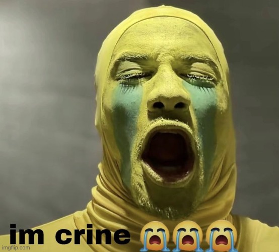 he actually deleted it | image tagged in im crine | made w/ Imgflip meme maker