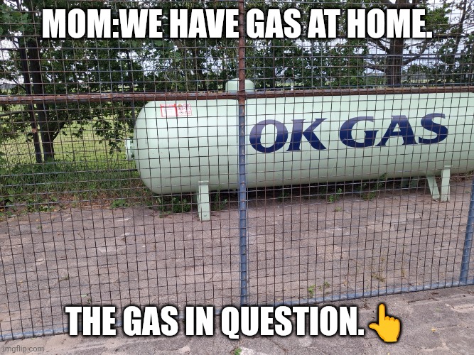 Mom:we have gas at home. The gas in question.👆 | image tagged in 20260529_185134 jpg | made w/ Imgflip meme maker