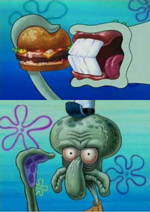 Squidward Bite/Ugly Blank Meme Template