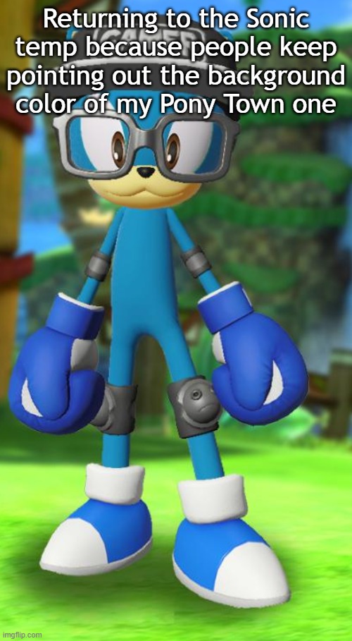 Pump but recreated in the official Sega fan card maker | Returning to the Sonic temp because people keep pointing out the background color of my Pony Town one | image tagged in pump but recreated in the official sega fan card maker | made w/ Imgflip meme maker