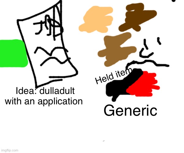 Idea: dulladult with an application Generic Held item | made w/ Imgflip meme maker