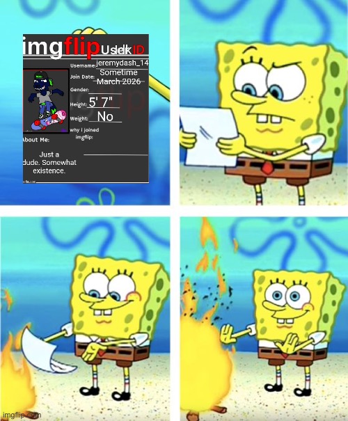 This is What the First User to Comment On my Memes Posted (Disappointed..) | image tagged in spongebob burning paper,anti furry,user | made w/ Imgflip meme maker