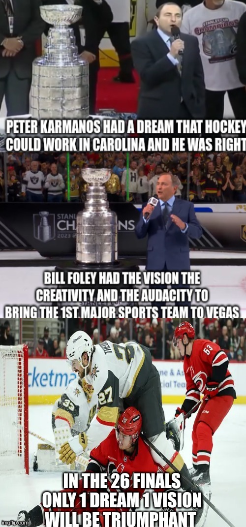 2026 Stanley Cup finals meme | image tagged in golden knights,hurricanes,stanley cup,nhl,hockey | made w/ Imgflip meme maker