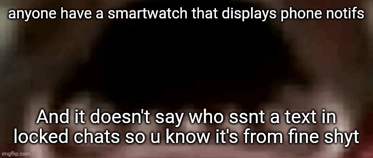 anyone have a smartwatch that displays phone notifs; And it doesn't say who ssnt a text in locked chats so u know it's from fine shyt | image tagged in what-da-hell png | made w/ Imgflip meme maker