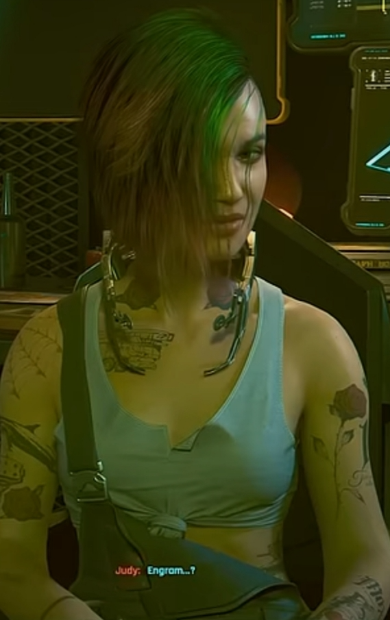 Judy Alvarez SUS Face Cyberpunk 2077 Blank Meme Template