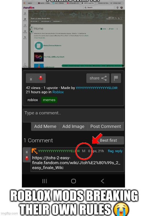 Roblox Mods breaking their own rules 😭 | made w/ Imgflip meme maker