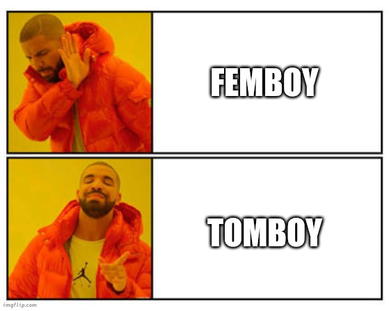 No - Yes | Femboy; Tomboy | image tagged in no - yes | made w/ Imgflip meme maker