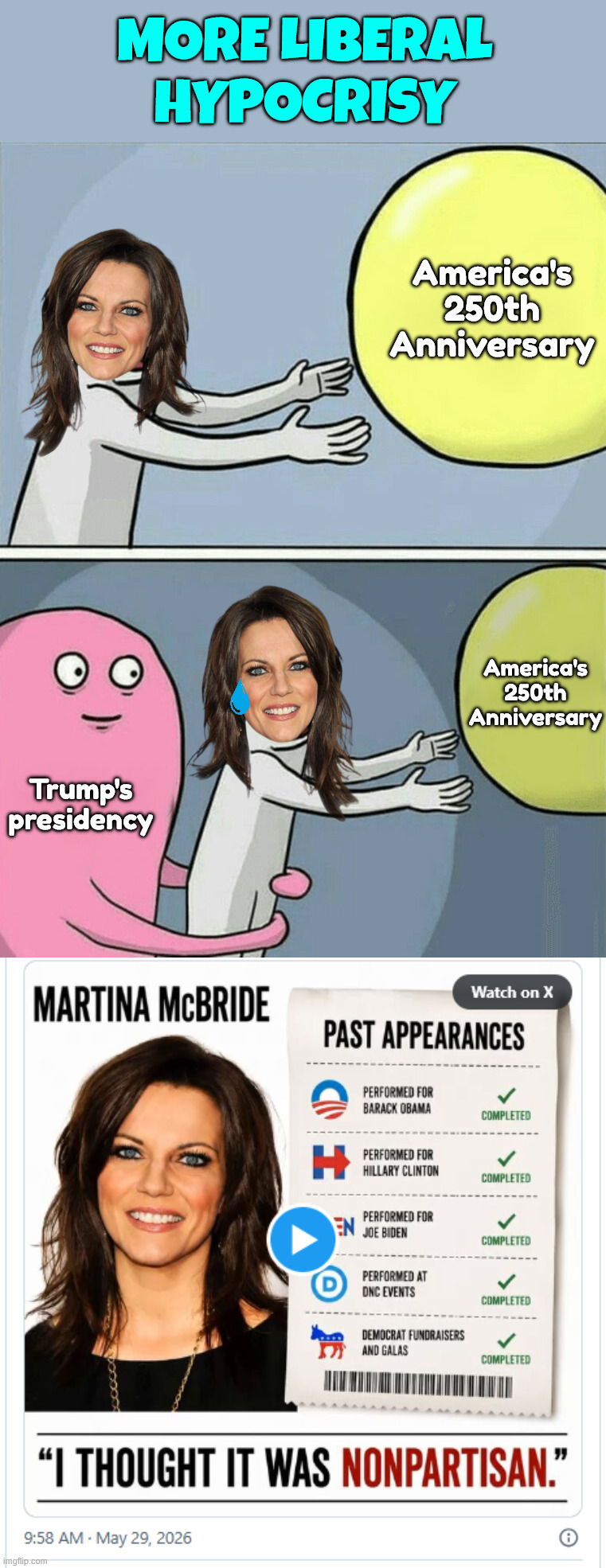 Martina who? She won't be missed... | More liberal hypocrisy; America's 250th Anniversary; America's 250th Anniversary; Trump's presidency | image tagged in memes,running away balloon,more liberal hypocrisy,martina who | made w/ Imgflip meme maker