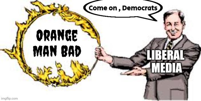 Jumping through hoops | Orange
Man Bad | image tagged in jumping through hoops | made w/ Imgflip meme maker