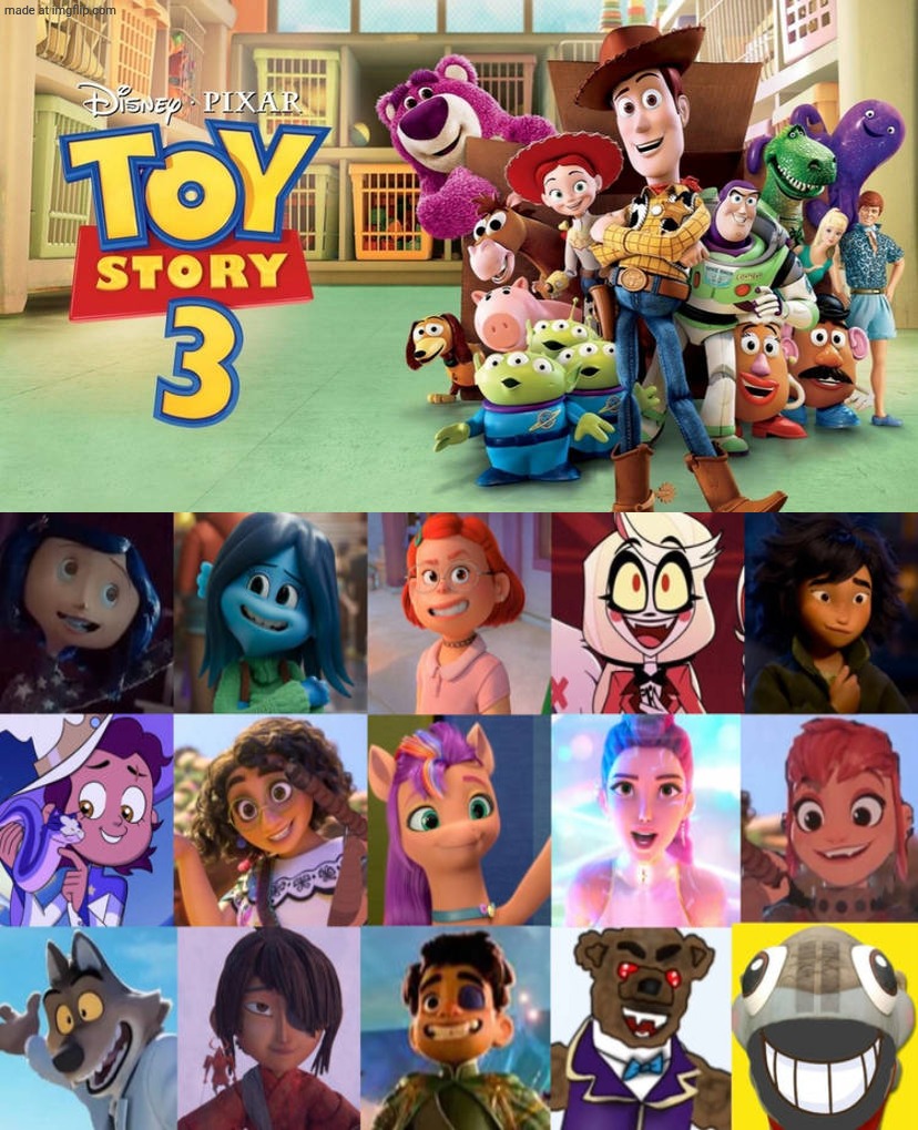 Everyone loves toy story 3 | image tagged in who loves toy story 3,toy story,hoppers,the bad guys,elio,deviantart | made w/ Imgflip meme maker