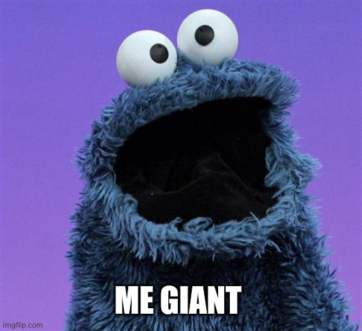 cookie monster | Me giant | image tagged in cookie monster | made w/ Imgflip meme maker