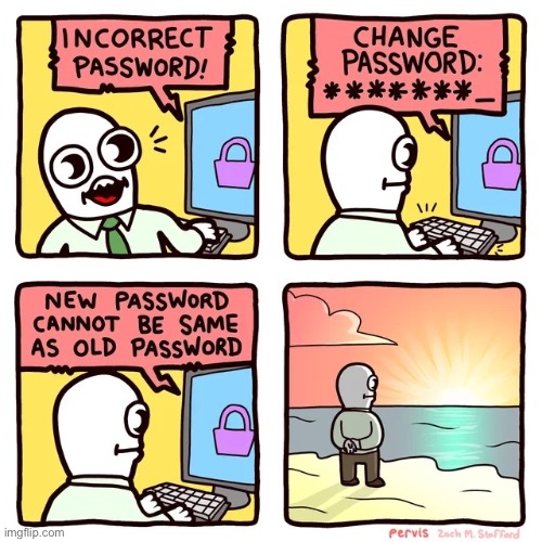 Incorrect password? | image tagged in comic,password | made w/ Imgflip meme maker