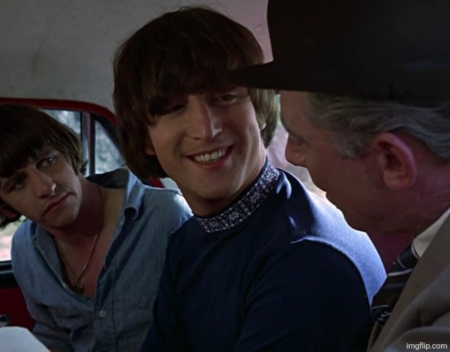 new template (I was gonna use AI to upscale it to HD but decided it was better this way) | image tagged in john lennon smiling at guy | made w/ Imgflip meme maker