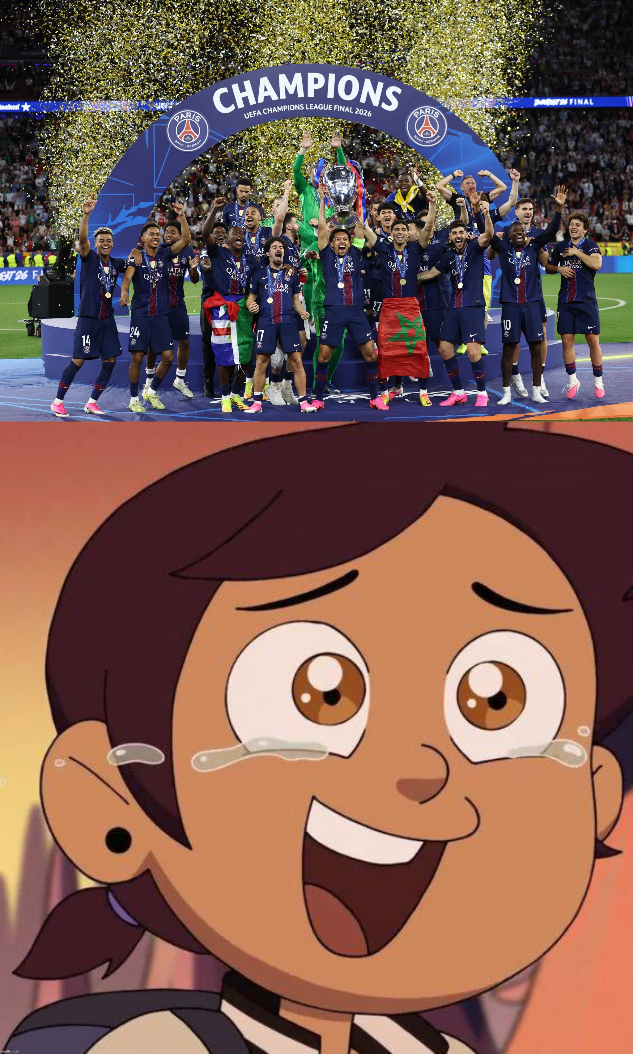 Luz Noceda celebrates again for Paris Saint-Germain for winning the Champions League 2025/2026 | image tagged in luz noceda,the owl house,champions league,football,memes,reactions | made w/ Imgflip meme maker