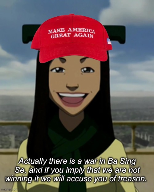 Symptoms of a healthy thriving empire. | Actually there is a war in Ba Sing Se, and if you imply that we are not winning it we will accuse you of treason. | image tagged in there is no war in ba sing se,iran,donald trump,maga,cult | made w/ Imgflip meme maker