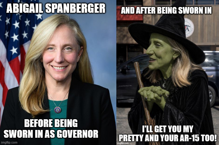 Abigail Spanberger before and after | and after being sworn in; Abigail Spanberger; before being sworn in as governor | image tagged in clipboard jpg | made w/ Imgflip meme maker