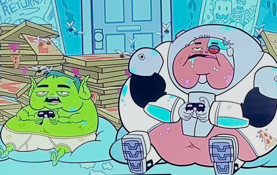 Cyborg and beast boy lazy Blank Meme Template