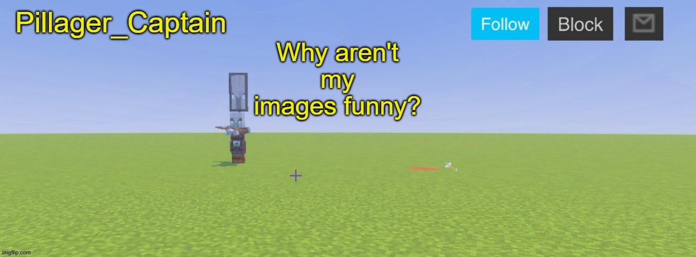 Pillager_Captain Announcement Template | Why aren't my images funny? | image tagged in pillager_captain announcement template | made w/ Imgflip meme maker