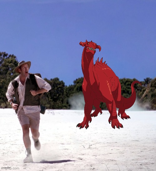 Prehistoric Park x Dungeon Meshi | image tagged in nigel marvin running,memes,anime meme,funny,lol,humor | made w/ Imgflip meme maker