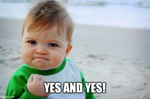 Success Kid Original Meme | Yes and yes! | image tagged in memes,success kid original | made w/ Imgflip meme maker