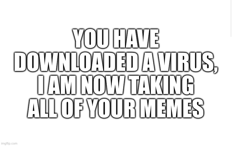 Blank meme template | You have downloaded a virus, I am now taking all of your memes | image tagged in blank meme template | made w/ Imgflip meme maker