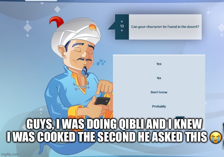 This guy always gets it | Guys, I was doing qibli and I knew I was cooked the second he asked this 😭 | image tagged in memes,wings of fire,akanator | made w/ Imgflip meme maker