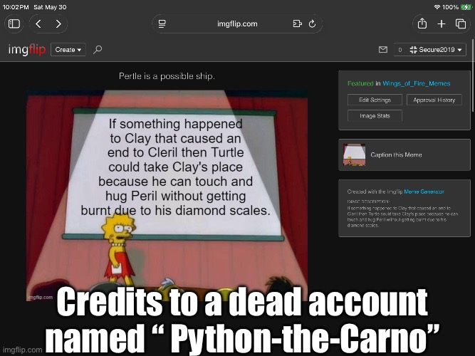 First time I’ve ever seen this ship | Credits to a dead account named “ Python-the-Carno” | image tagged in img_0686 png,memes,wings of fire,python-the-carno | made w/ Imgflip meme maker