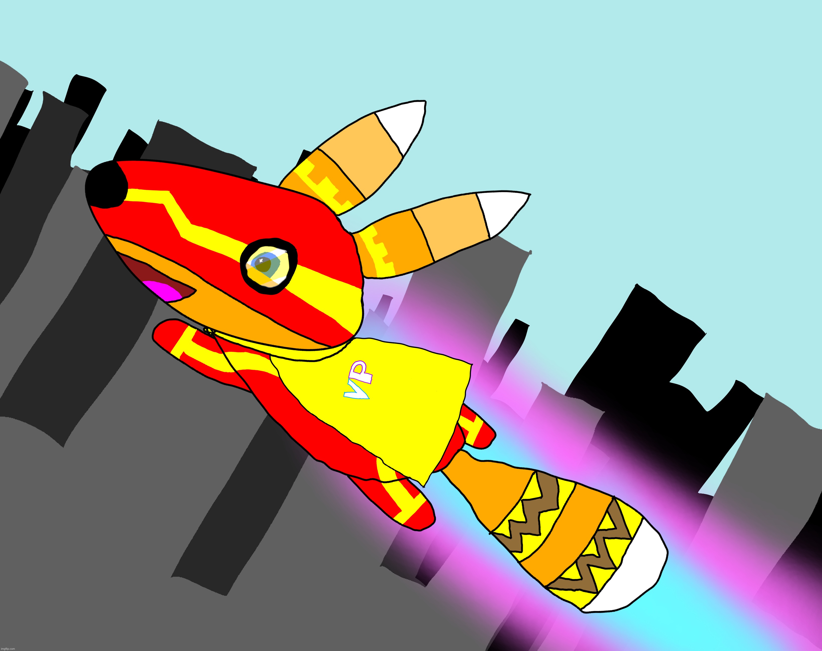 SUPER PRETZTAIL SOARING THROUGH THE SKIES :D | image tagged in darwing,i have nowhere else,to put this,haha | made w/ Imgflip meme maker