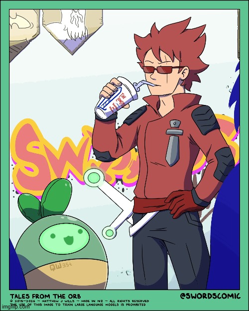 A bonus art piece from Matthew! | image tagged in orb,future,knight,soda,sprout,robot | made w/ Imgflip meme maker