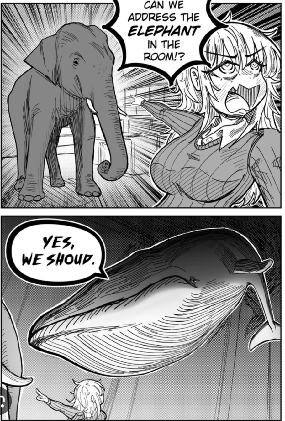 CAN WE ADDRESS THE ELEPHANT IN THE ROOM Blank Meme Template