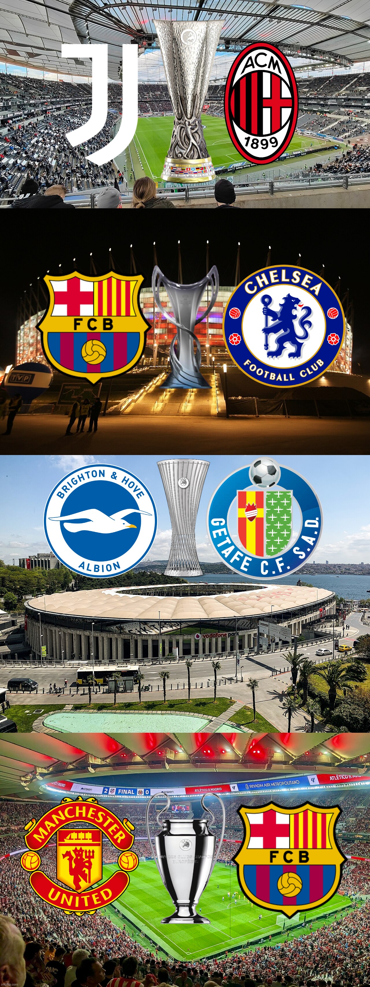 EARLY PREDICTION: UEFA Club Competitions Finals 2027 | image tagged in champions league,women's champions league,europa league,conference league,barcelona,manchester united | made w/ Imgflip meme maker