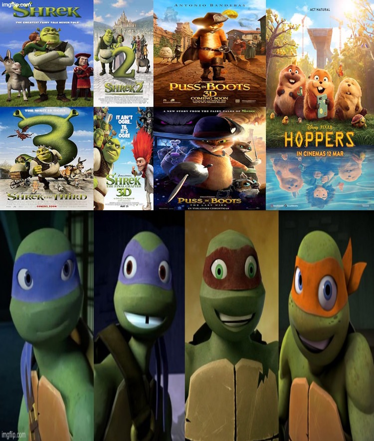 2012 Turtles Loves 4 Shrek Movies, 2 PIB Movies And Hoppers | image tagged in who loves 4 shrek movies 2 pib movies and hoppers,tmnt,hoppers,shrek,deviantart,teenage mutant ninja turtles | made w/ Imgflip meme maker