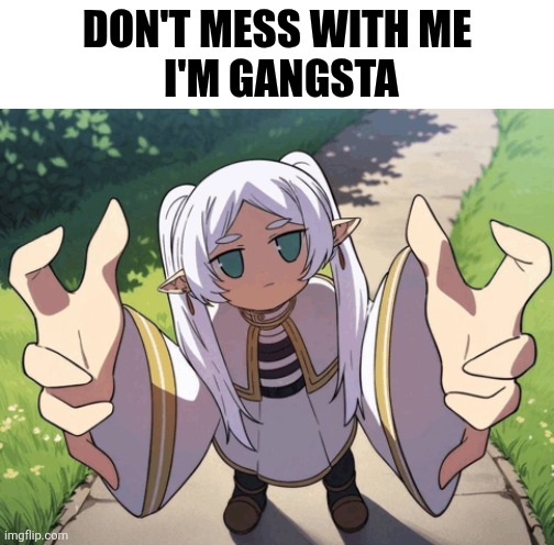 Gangsta Frieren | don't mess with me
 I'm gangsta | image tagged in frieren-gangster png | made w/ Imgflip meme maker