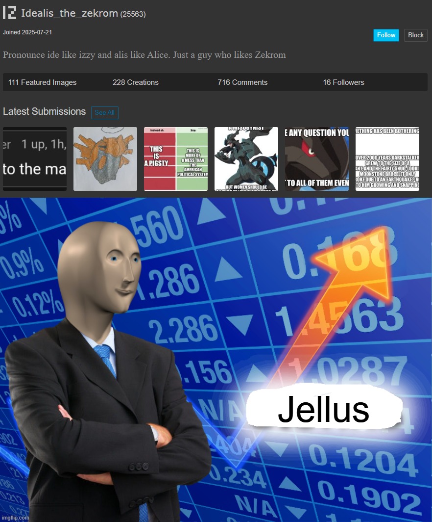 Jellus | Jellus | image tagged in empty stonks | made w/ Imgflip meme maker