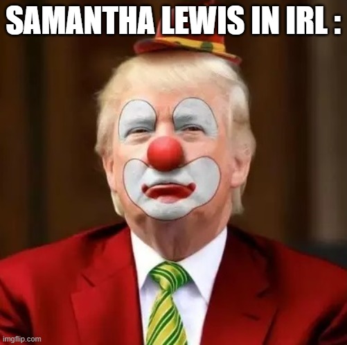 Donald Trump Clown | SAMANTHA LEWIS IN IRL : | image tagged in donald trump clown | made w/ Imgflip meme maker
