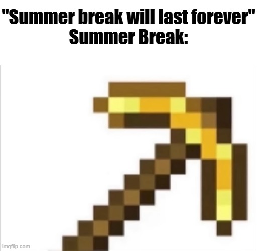 "Summer break will last forever"
Summer Break: | made w/ Imgflip meme maker