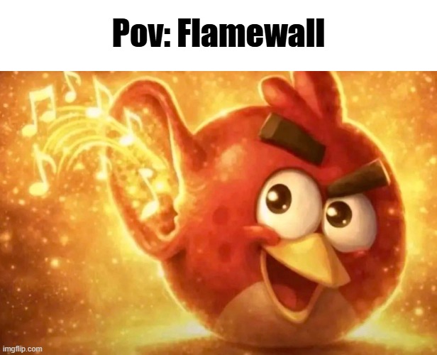 Angry Bird with ear open | Pov: Flamewall | image tagged in angry bird with ear open | made w/ Imgflip meme maker