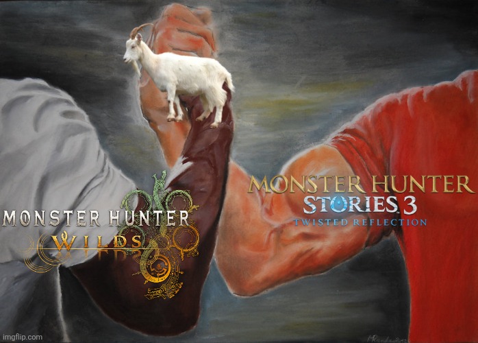 G.O.A.Ts fr | image tagged in memes,epic handshake,monster hunter,gaming meme,humor,lol | made w/ Imgflip meme maker