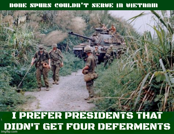 Bone spurs | I prefer presidents that didn't get four deferments | image tagged in bone spurs | made w/ Imgflip meme maker