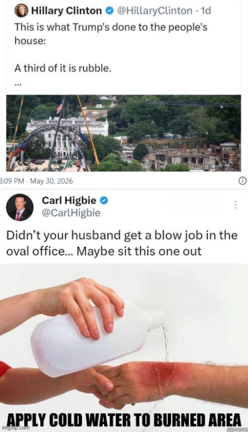 Burn | image tagged in apply cold water to burned area | made w/ Imgflip meme maker
