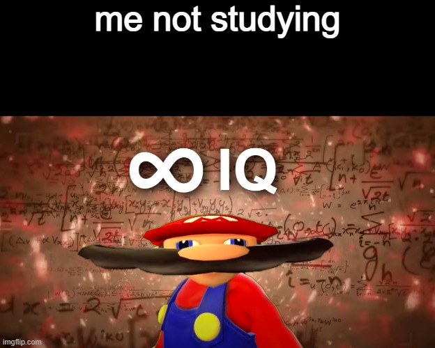 Infinite IQ Mario | me not studying | image tagged in infinite iq mario | made w/ Imgflip meme maker